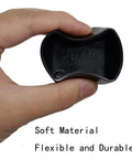 Person holding a Black PVC square end cap for 1-5/8 inch strut channels; durable, flexible protection, shown in close-up view.