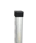 Black PVC square end caps for 1-5/8 inch strut channels; durable, flexible protection installed on metallic strut channel.