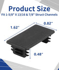End Caps For Strut Channel 1-5/8 Inch By 13/16 Inch Black Square PVC Cap Protects Unistrut Channel Ends From Scratches Debris And Impacts