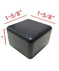 Black PVC square end caps for 1-5/8 inch strut channels; durable, flexible protection that installs easily shown from front view.