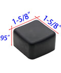 Protect and finish 1-5/8 in strut channel ends with durable black PVC square end caps; dimensions shown in inches.