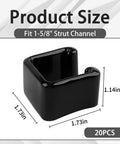1-5/8 Inch Safety Strut Channel End Cap Set, 20 Black PVC End Caps for Standard Unistrut Channel, Protective Cover for Square Metal Tubing