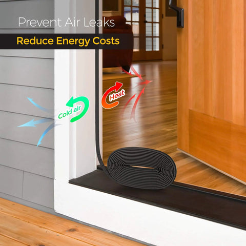 Weather Stripping Door Seal Strip - Soundproof Q-Shaped Foam for Exterior Door Frame, Large Gap Seal shown near door, 26FT roll