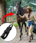 Woman walking horse with a 5 Pack Quick Release Snaps With Fixed Eye Zinc Alloy Construction shown in detail, highlighted for outdoor use.