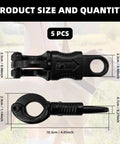 Black 5 Pack Quick Release Snaps With Fixed Eye Zinc Alloy Construction, showing dimensions for outdoor gear use.