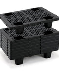 8 Pack Raised Plastic Pallets With Breathable Grid For Basement Storage Kitchen And Supermarket Use Interlocking Nestable Lightweight Moisture Resistant Floor Pallets 19.6 X 11.8 X 4.9 Inch Black