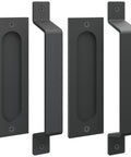 Recessed Barn Door Handle And Pull Set For Sliding Doors In Black Flush Mount Hardware With Rustic Farmhouse Style Finish Includes Two Handles
