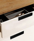 Open drawer with Recessed Cabinet Handles Set Of 2 Inset Hidden Pull Flush Zinc Alloy Hardware For Cabinets Sliding Doors And Drawers