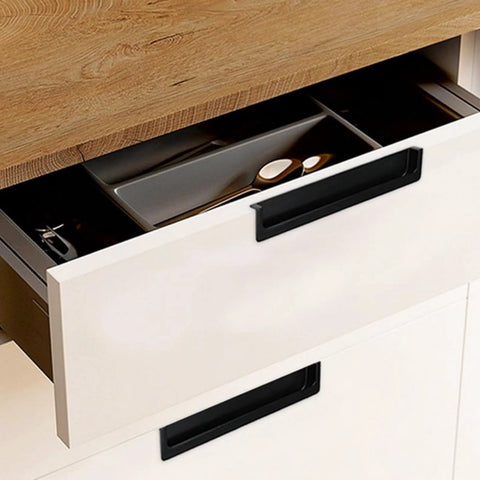 Open drawer with Recessed Cabinet Handles Set Of 2 Inset Hidden Pull Flush Zinc Alloy Hardware For Cabinets Sliding Doors And Drawers