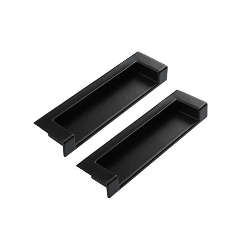 Recessed Cabinet Handles Set Of 2 Inset Hidden Pull Flush Zinc Alloy Hardware For Cabinets Sliding Doors And Drawers Black 4.35 Inch