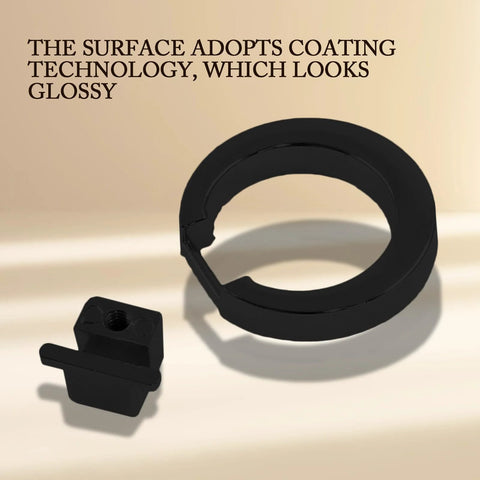 Close-up of black metal O type handle from Set Of 2 Black Ring Drawer Pulls For Cabinets And Dressers Includes Screws