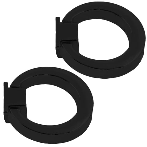 Set Of 2 Black Ring Drawer Pulls For Cabinets And Dressers Metal O Type Handles For Closets And Doors Includes Screws Outer Diameter 1.57 Inches 40mm
