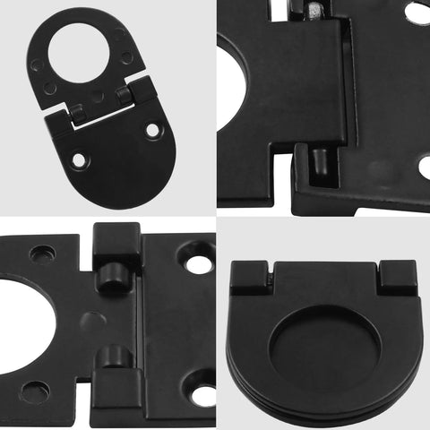 4 Pack Flush Ring Pulls Flat Trap Door Handles for Kitchen Cabinets, Black Zinc Alloy, Foldable Design, Rust Resistant