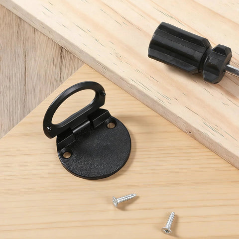 Flush Door Pull With Black Zinc Alloy Ring Handles 43.5 Mm Recessed Mount Lifting Ring Pulls for Drawer Sliding Doors