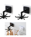 Kitchen Utensil Hanger with 6 Hooks, 2 Pack Under Cabinet Utensil Holder 360° Rotatable Kitchen Hooks Utensil Rack, Black