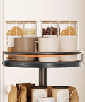 Rotating Spice Rack Lazy Susan With 360 Degree Turntable And Large Capacity Three Tier Vertical Storage Organizer with jars and mugs