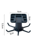 Close-up of 2pcs Under Cabinet Kitchen Utensil Rack, 360° Rotating Under Shelf Kitchen Utility Hooks, black with dimensions.