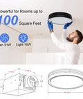 Installation of Powerful 110 CFM Bathroom Exhaust Fan With Light From Akicon, showing round black ceiling vent.