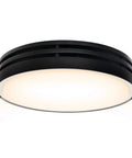 Front view of Powerful 110 CFM Bathroom Exhaust Fan With Light From Akicon, Ultra Quiet 2.0 Sones, Dimmable LED, round black vent