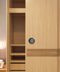 Round Glass Shower Door Handles Back-To-Back In 304 Stainless Steel Black, Installed on Wooden Sliding Door