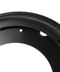 Close-up of Four Pack 12 Inch Black Round Lazy Susan Hardware with Five Sixteenth Inch Thick Turntable Base, cold rolled steel.