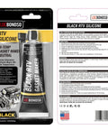 Black RTV Silicone Sealant Gasket Maker For Automotive, High Temp Up To 600F, Oil Resistant And Sensor Safe, 3 oz tube packaging
