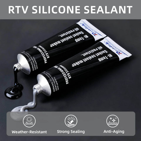 Black Silicone Gasket Maker Sealant 6 Pack for High Temperature Gasket Sealing in Automotive, Motorcycle, and Machinery Repair