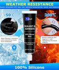 Black RTV Silicone Sealant Adhesive For All Purpose Waterproof Sealing In Car Windows Bathroom And Kitchen With Fast Curing Quick Set Shrink And Crack Proof High Bond Strength 100 Percent Silicone Caulk 1.8 Oz 50 G tube with weather resistance features