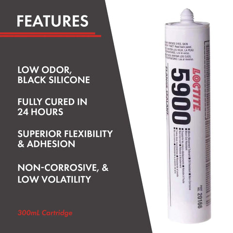 Heavy Duty Flange Sealant For Instant Seal, Maximum Flexibility And Strong Adhesion, Black RTV Silicone, 300 mL Cartridge