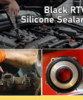 Black RTV Silicone Sealant Gasket Maker For Automotive, High Temp Up To 600F, Oil Resistant And Sensor Safe, Flexible, 3 oz