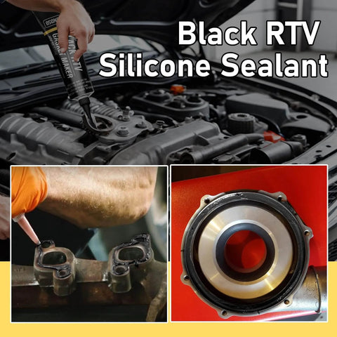 Black RTV Silicone Sealant Gasket Maker For Automotive, High Temp Up To 600F, Oil Resistant And Sensor Safe, Flexible, 3 oz