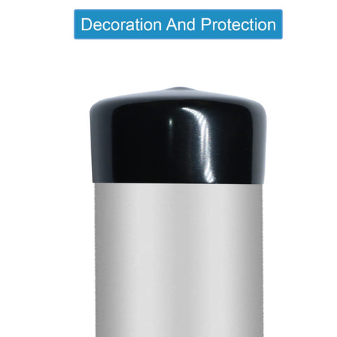 Installed 2 And A Half Inch Rubber Cap For Round Holes Flexible Black PVC End Caps on metal pipe