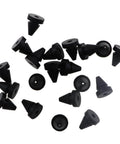 20 Pack Black Rubber Door Dampers 9mm Anti Collision Buffers for Doors and Gates shown in scattered layout