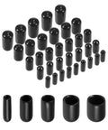 50pcs Round Rubber End Caps 1/8" 3/16" 1/4" 5/16" 3/8" Black Vinyl Cover Screw Thread Protectors Assortment Kit shown