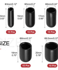 Assorted sizes of 50pcs Round Rubber End Caps 1/8" 3/16" 1/4" 5/16" 3/8" Black Vinyl Cover Screw Thread Protectors Assortment Kit