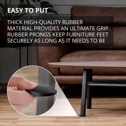 Wobble Proof Furniture Leveler Set, 30 Pack 2 Inch Black Rubber Shims For Leveling shown securing a table leg.