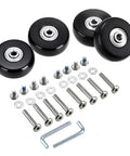 50mm x 18mm Set of 4 Luggage Suitcase Replacement Wheels, Rubber Swivel Caster Wheels Bearings Repair Kits (Black) with screws