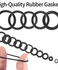 360 Pcs O Ring And Washer All In One Set With 24 Sizes In Black Rubber Seals For Pressure Washers Faucets Hoses Automotive And Plumbing Sealing And Repair O Rings displayed with various sizes