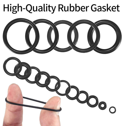 360 Pcs O Ring And Washer All In One Set With 24 Sizes In Black Rubber Seals For Pressure Washers Faucets Hoses Automotive And Plumbing Sealing And Repair O Rings displayed with various sizes