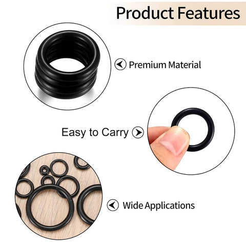 360 Pcs O Ring And Washer All In One Set With 24 Sizes In Black Rubber Seals For Pressure Washers Faucets Hoses Automotive And Plumbing Sealing And Repair O Rings. Black O-rings with premium material, easy to carry, and wide applications shown.