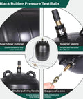 Close-up of natural rubber material and copper valve core of 2 Inch Inflatable Pipe Plug Balloon Kit With Extension Hose And Pump For Plumbing Pressure Testing And Leak Detection Fits 1.8 To 2.2 Inch Pipes Includes Safety Chain Valve Core Key And Two Spare Cores.
