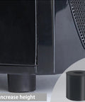 12 Pcs Black Rubber Spacers 1 Inch Outer Diameter 3 Eighth Inch Inner Diameter 1 Inch Thick Rubber Bushings in use under appliance.