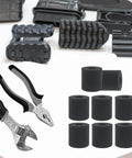 12 Pcs Black Rubber Spacers 1 Inch Outer Diameter 3 Eighth Inch Inner Diameter 1 Inch Thick Rubber Bushings displayed with tools