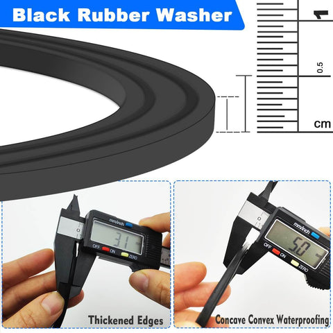 Close-up of rubber gasket with measurements for Sink Strainer Seal Kit For 3.5 Inch Drains With 2 O Rings And Rubber Gasket Set