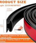 Black Rubber Weather Stripping Door Seal Strip, 50 ft D Shape, self-adhesive soundproofing tape for doors and windows