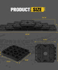 3 In 1 RV Leveling Blocks Set For Camper And Trailer Stackable Jack Blocks Interlocking Recovery Boards And Wheel Stabilizers 10 Pack With Carry Bag Black, showing dimensions.