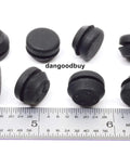 Black SBR Rubber Push In Bumper One Half Inch Diameter One Eighth Inch Height Fits Three Eighths Inch Panel Hole, pack of six
