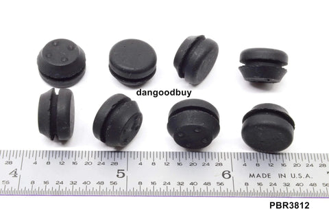 Black SBR Rubber Push In Bumper One Half Inch Diameter One Eighth Inch Height Fits Three Eighths Inch Panel Hole, pack of six