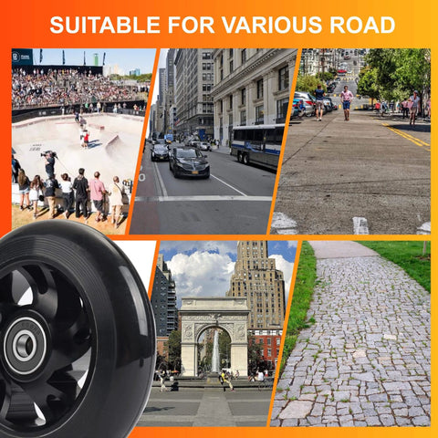 100mm Pro Scooter Replacement Wheels with Aluminum Alloy Rim Anti Lock Bearings and 88A PU Tires Black for Smooth Fast Riding