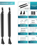 2 Pack Black Screen Door Closers set with adjustable pneumatic cushion, showing components and aluminum alloy body.